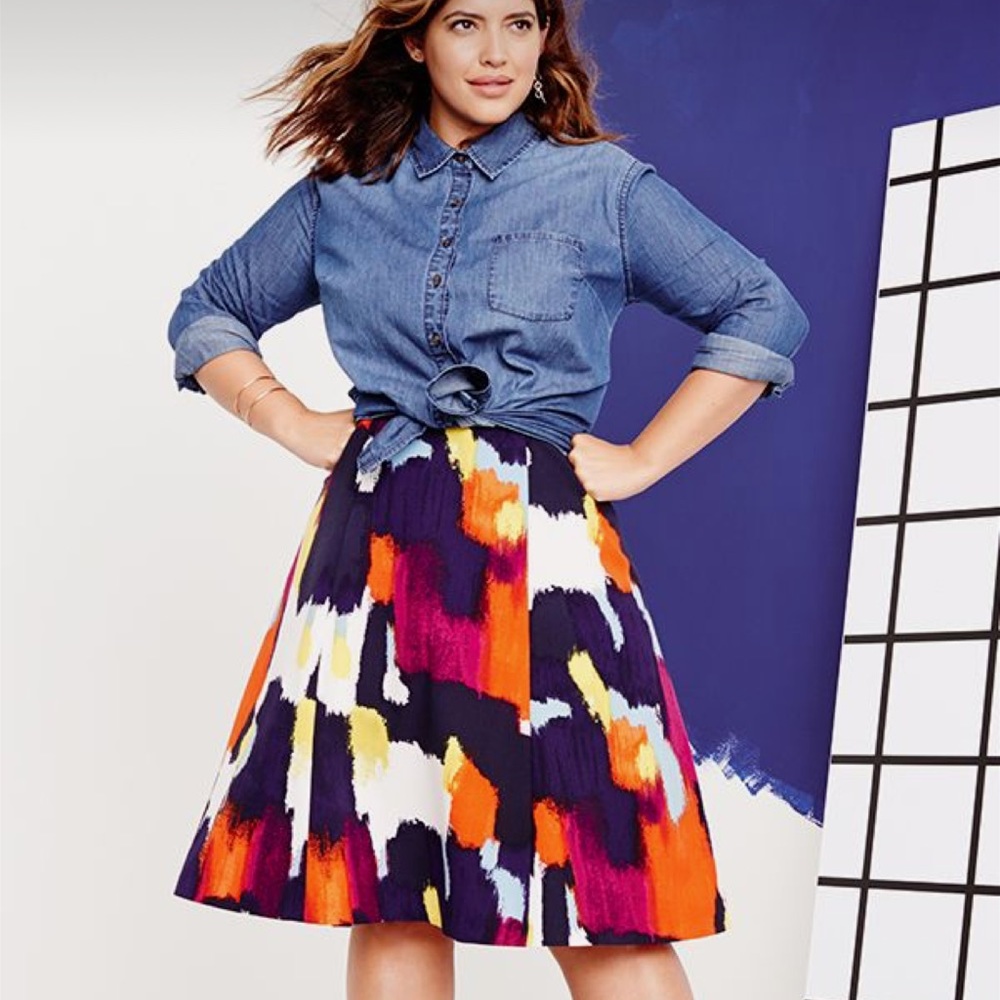 Color block a-line skirt